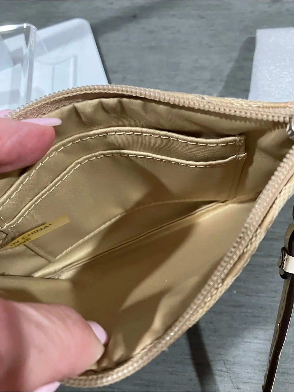 Coach Beige Signature Canvas Wristlet